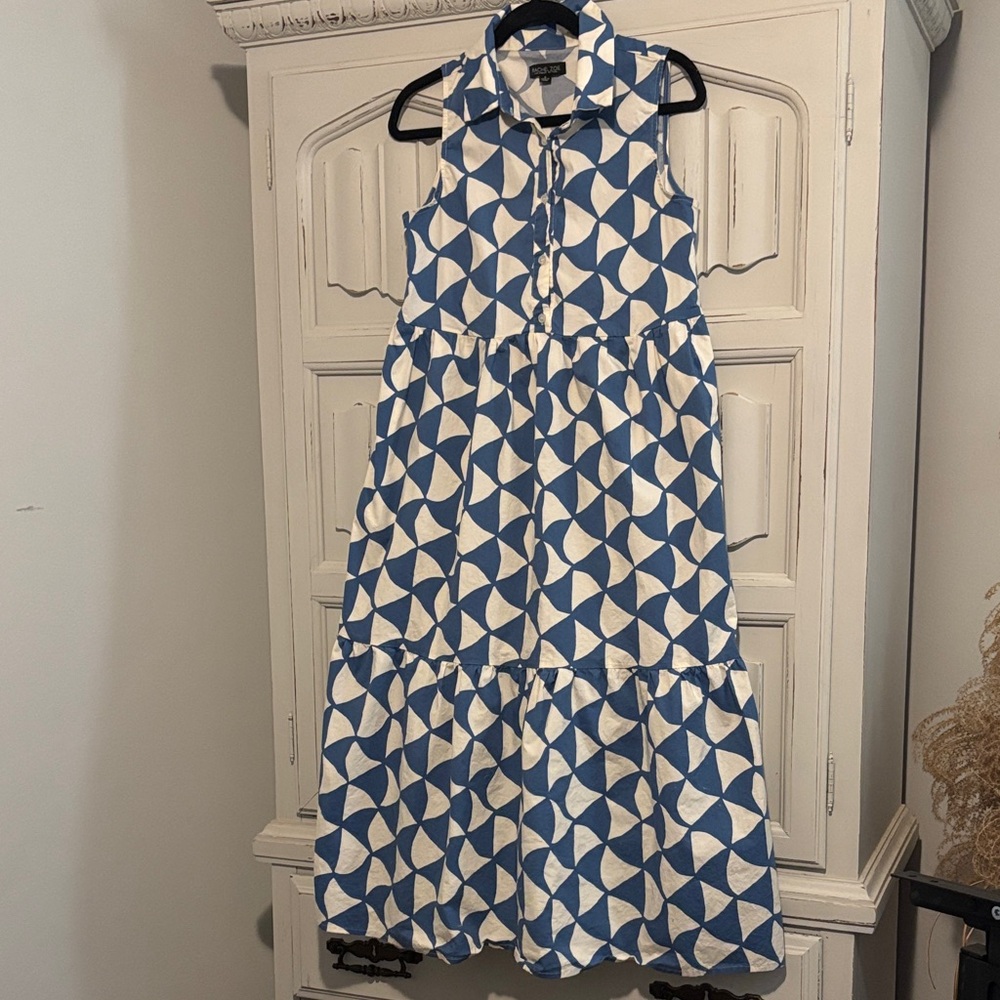 Rachel Zoe Blue and White Midi Dress